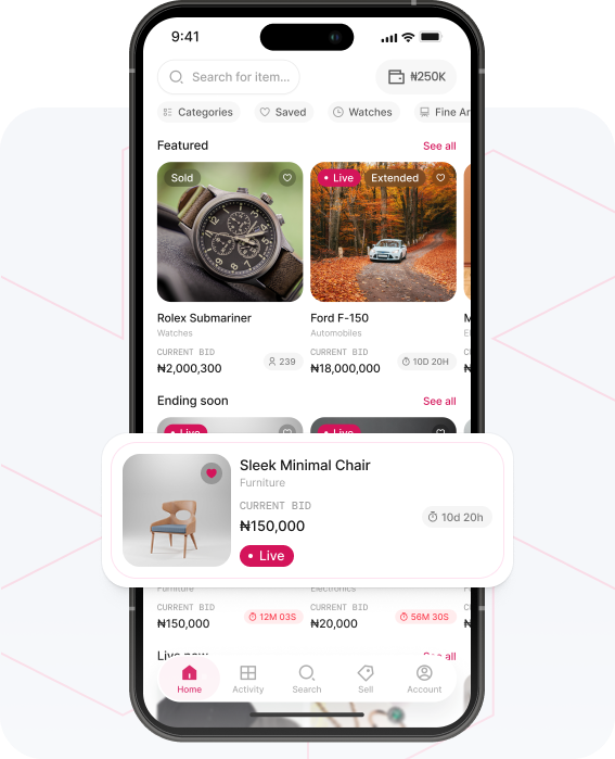 Lumina app — discover live auctions