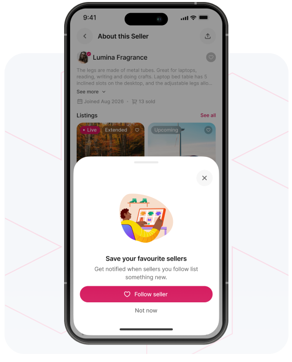 Lumina app — follow sellers you love